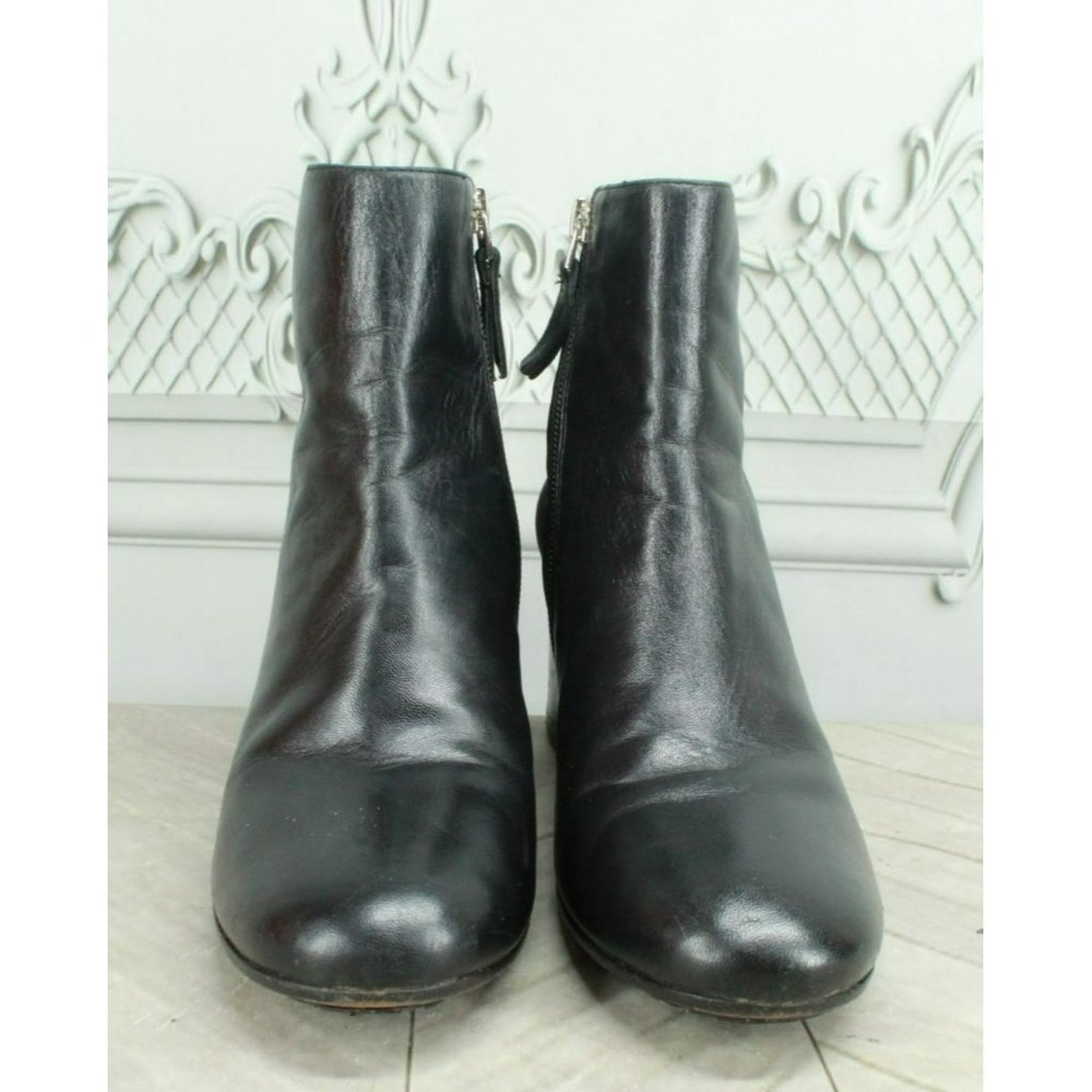 Vero Cuoio Black Leather Side Zipper Ankle Heeled Boots Size 6.5 M - Picture 4 of 10